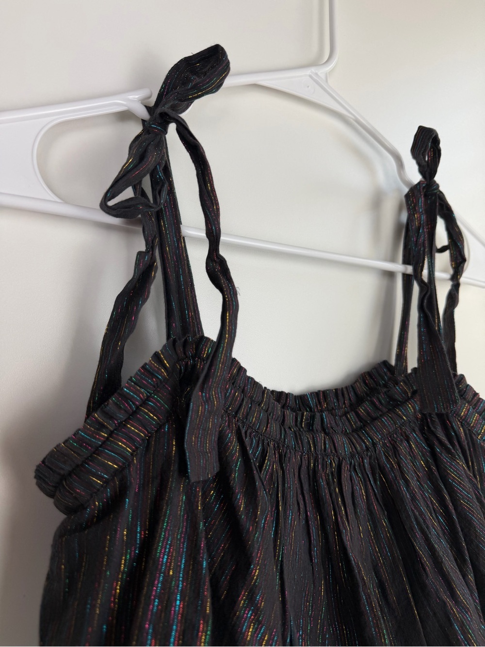 La Vie Rebecca Taylor Lurex Metallic Stripe Tie-Shoulder Tier Top Size Medium - Picture 7 of 13